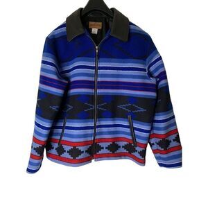 Vintage Pendleton Aztec Native American Wool Western blue Women's large RARE